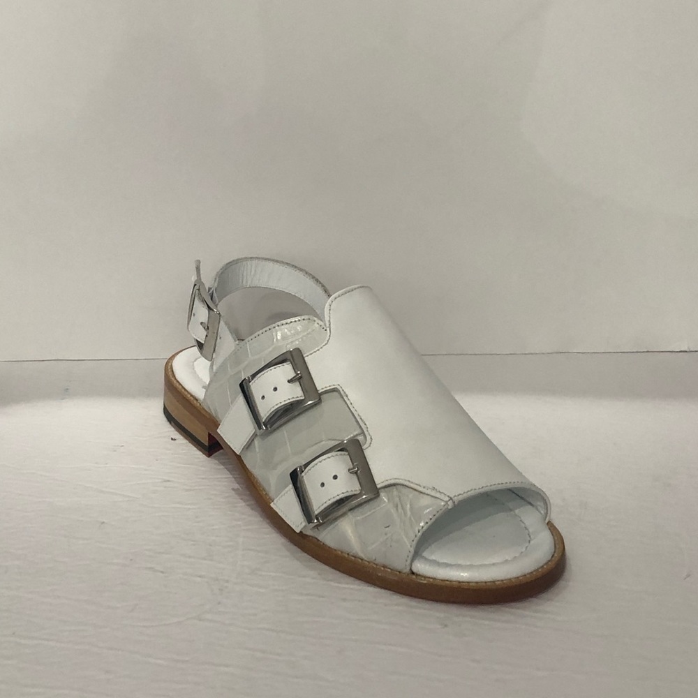 Fennix Italy sandal white leather calf/alligator